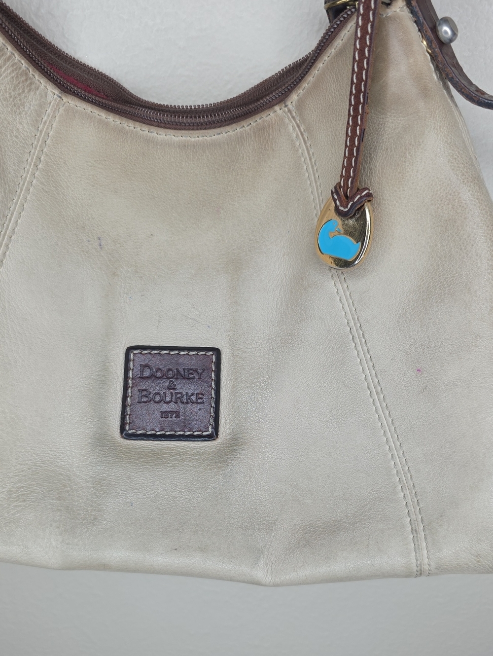 Dooney & Bourke Vintage Cream Hobo Shoulder Bag Medium Women Y2K Boho Luxury - Picture 8 of 17